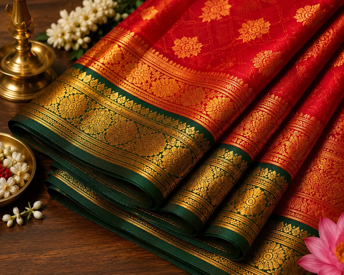 Kanchipuram silk sarees with pure zari borders